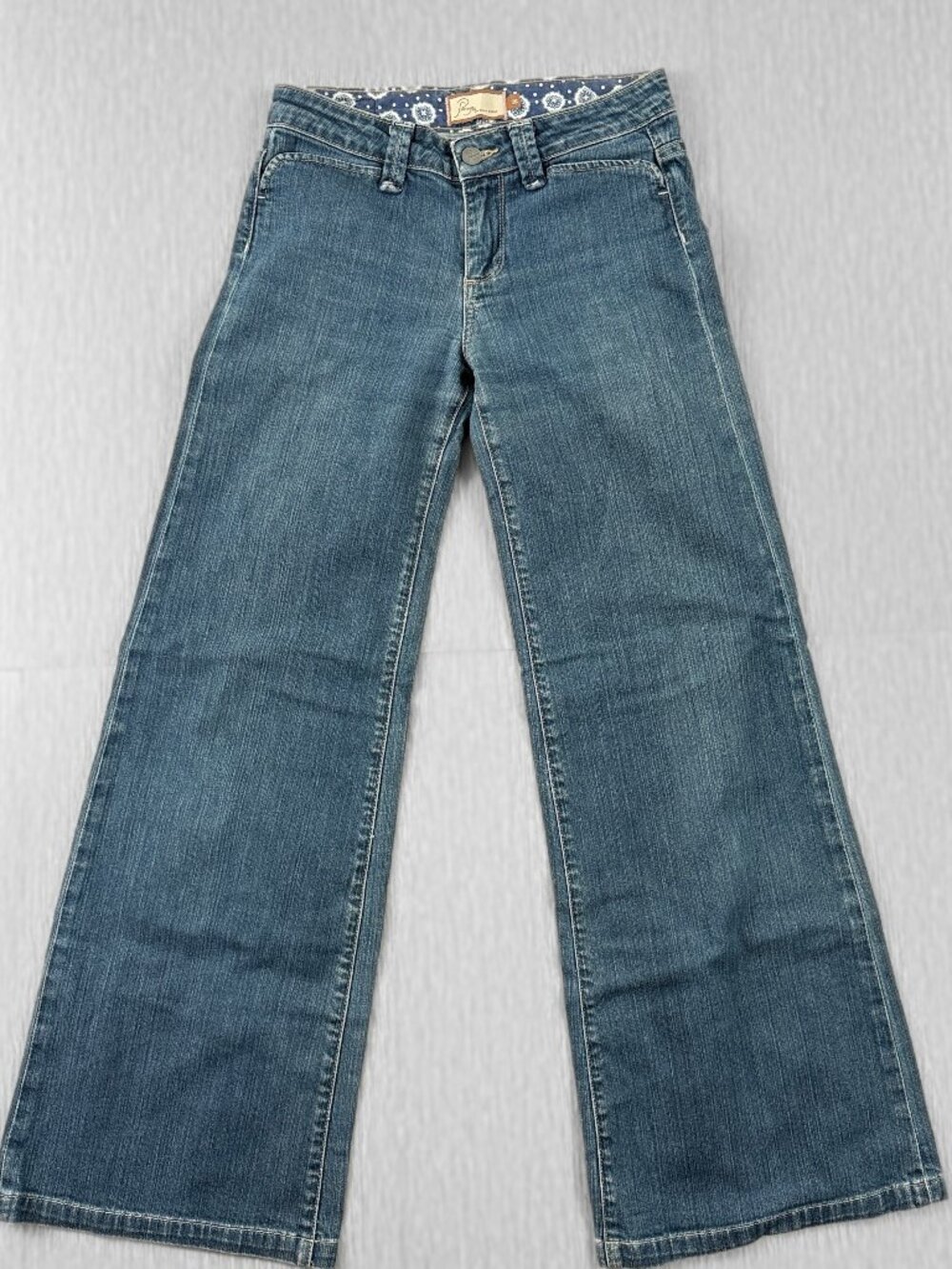 Paige Womens Flared Jeans Size 26 Medium Wash Blue Stretch Denim Made in USA